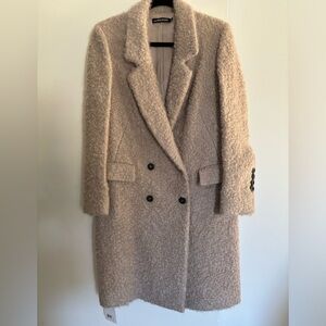 NWT Anna Molinari Mohair Boucle Coat in Soft Beige EU40